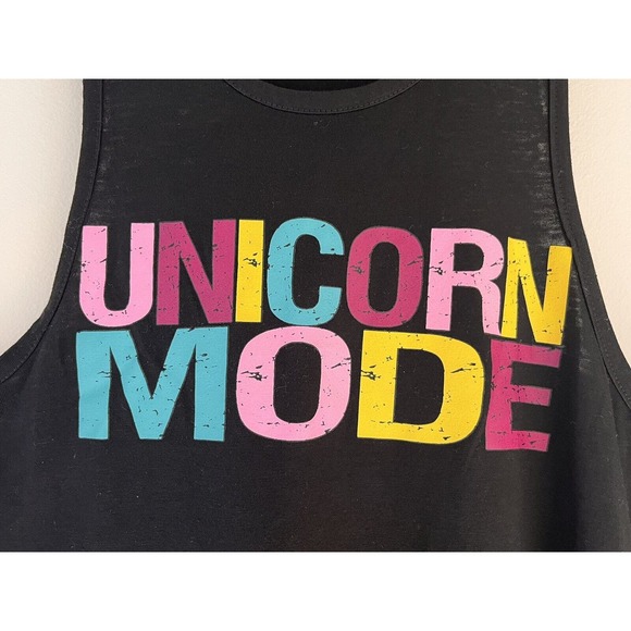 SoRock Women’s Unicorn Mode Tri Blend Tank Top Gym Shirt Black SZ S - Picture 6 of 10